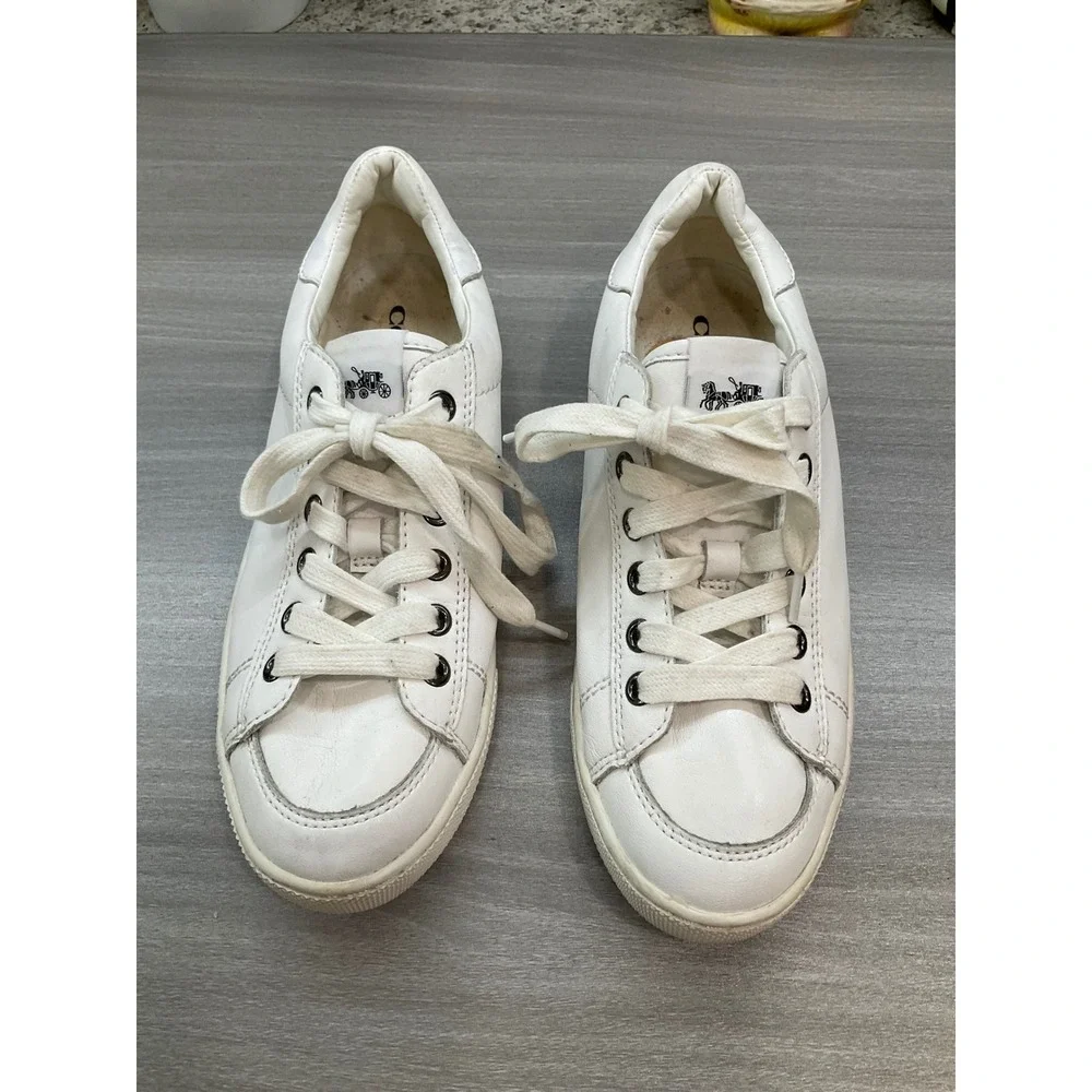 COACH WOMENS PORTER WHITE LEATHER SNEAKER